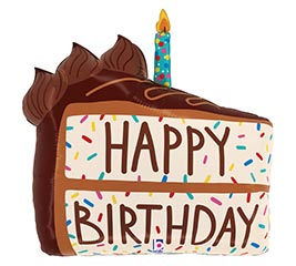 28&quot; PKG HBD CHOCOLATE CAKE SLICE BDAY