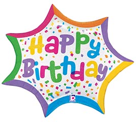 27&quot; PKG BIRTHDAY CONFETTI BURST GLITTER