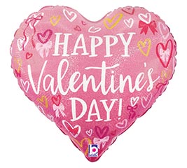 18" HVD VALENTINE PINK BOWS AND HEARTS