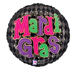 18" MARDI GRAS PARTY ARGYLE ROUND