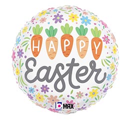 18" EAS HAPPY EASTER CARROTS ROUND