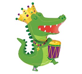 37" PKG MARDI GRAS PARTY GATOR SHAPE