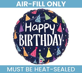 9" FLAT HBD BIRTHDAY PARTY HATS ROUND