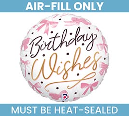 9" FLAT HBD PINK BOW BIRTHDAY WISHES