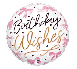 4" INFLATED HBD PINK BOW BIRTHDAY WISHES