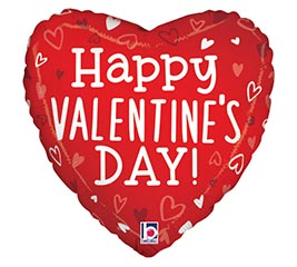 18" HVD VALENTINE TOSSED HEARTS HEART
