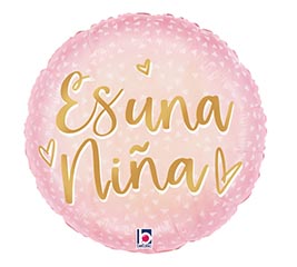 18" PKG SPA ROSA SATEN PARA BEBE ROUND