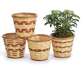 Brown Stained Pot Cover Basket for 6" Pot - Potomac Floral Wholesale