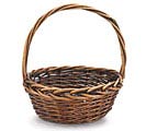 10&quot; DARK STAIN WILLOW BASKET WITH HANDLE