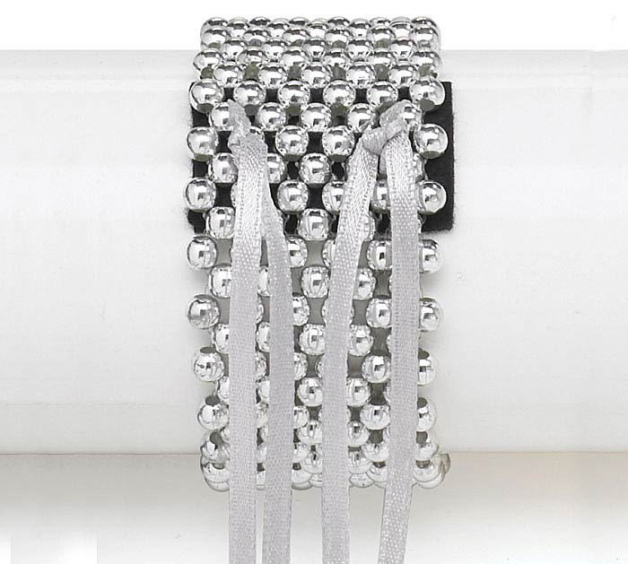 Corsage Bracelet Silver Elastic with Rhinestones