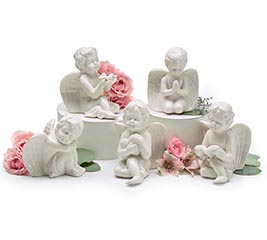 5 PIECE WHITE PORCELAIN ANGEL SET