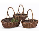 DARK STAIN OVAL BASKET WITH HANDLE CASE