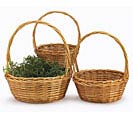 LIGHT STAIN ROUND BASKET WITH HANDLE