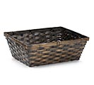 12&quot; DARK STAIN RECTANGLE BAMBOO BASKET