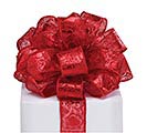 #9 RED FOIL HEARTS SHEER WIRED RIBBON