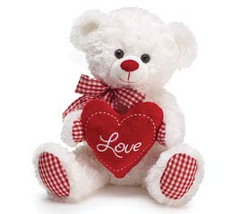 10&quot; PLUSH WHITE/RED GINGHAM LOVE BEAR