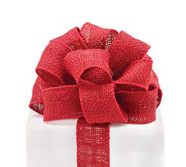 #16 CRIMSON RED BURLAP WIRED RIBBON