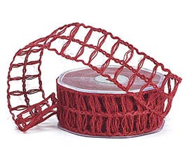 #9 CHRIMSON RED LATTICE JUTE RIBBON