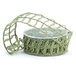 #9 MOSS GREEN LATTICE JUTE RIBBON