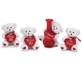 5 1/2&quot; WHITE VALENTINE BEAR VASE HUGGER