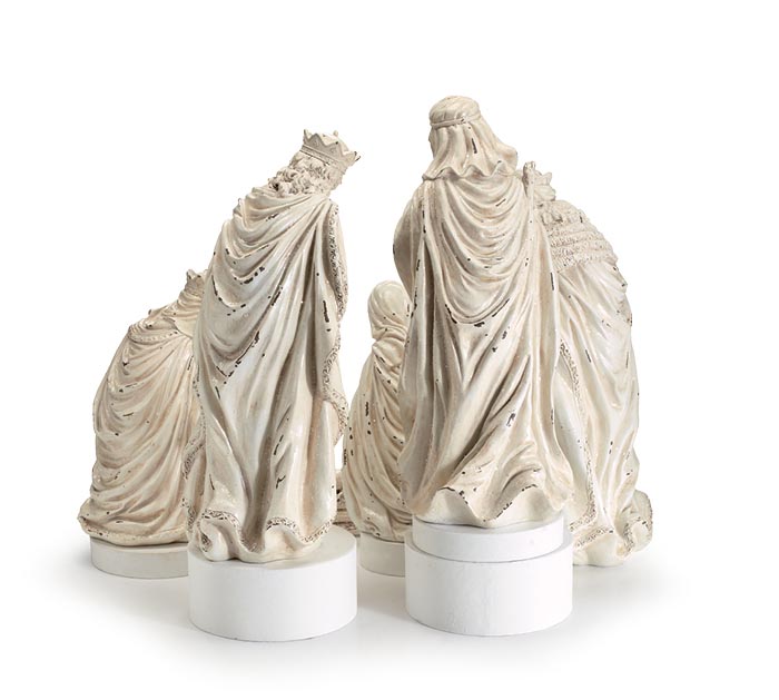 6 Piece Distressed White Nativity Set