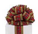 #40 GREEN AND PLAID WIRED RIBBON