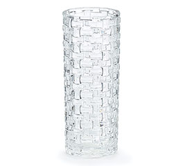 VASE GLASS WEAVE CLR