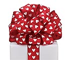 #9 WHITE HEARTS RED SATIN WIRED RIBBON