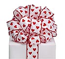 #9 RED HEARTS WHITE SATIN WIRED RIBBON