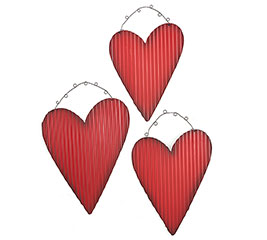 CORRUGATED TIN HEART WALL HANGING SET