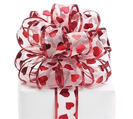 #9 METALLIC HEARTS SHEER WIRED RIBBON
