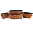 4 PIECE EMBOSSED TIN NESTED PLANTER