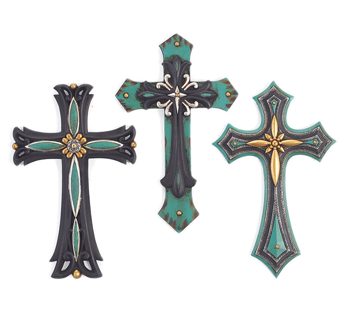 Turquoise Resin Cross Wall Hanging - Crosses For Wall Decor