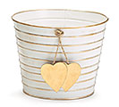 6&quot; WHITE/GOLD STRIPPED W HEART POT COVER