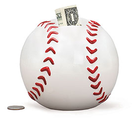 CERAMIC BASEBALL BANK