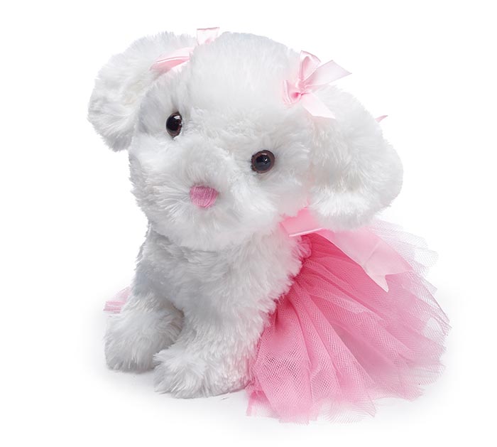pink and white stuffed puppy
