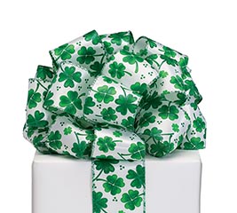 RIBBON #40 SHAMROCKS WITH GLITTER ACCENT