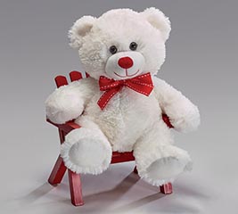 10&quot; WHITE VALENTINE BEAR WITH RED BOW
