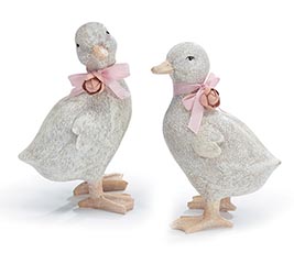 WHITE ASSORTED POSED DUCK FIGURINES