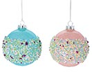 PINK AND BLUE GLASS ORNAMENTS