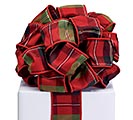 #40 PLAID GREEN  RED WIRED RIBBON