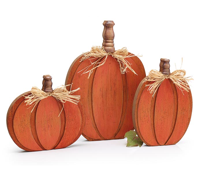 Layered Wood Pumpkins In Varied Sizes