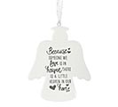 WHITE ANGEL SHAPE WITH MESSAGE ORNAMENT