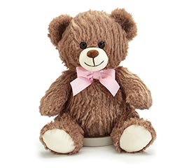10&quot; SOFT WAVY BROWN FUR WITH PINK BOW