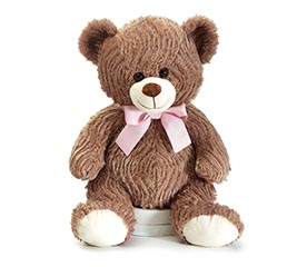 15&quot; SITTING WAVY BROWN FUR BEAR PLUSH