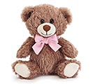 CASE PACK 7&quot; WAVY FUR BEAR WITH PINK BOW