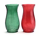 RED AND GREEN ASTD CHRISTMAS GLASS VASES