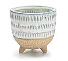 FOOTED WHITE AND TAN TEXTURED PLANTER