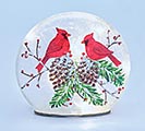 LIGHT UP FROSTED DOME WITH CARDINALS