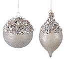 SILVER GLASS ORNAMENTS SEQUINS  PEARLS